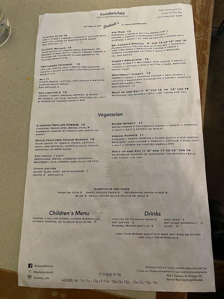 Berkeley Cafe Menu image 1